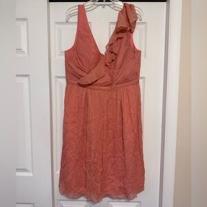 Brand New J. Crew Coral Silk Chiffon Dress - Size 18